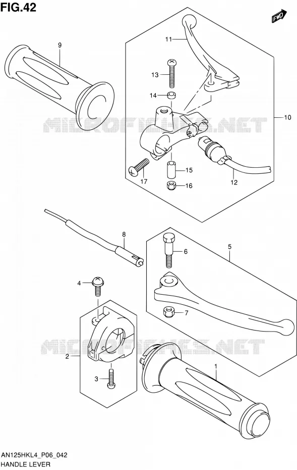 HANDGRIPS - LEVERS  Suzuki SCOOTER 125 BURGMAN 2014  AN125HK L4 (P06)