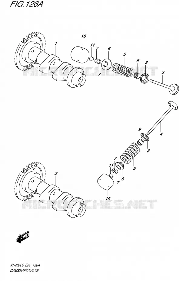 CAMSHAFT - VALVES Suzuki SCOOTER 400 BURGMAN 2016  AN400A L6 (E19)