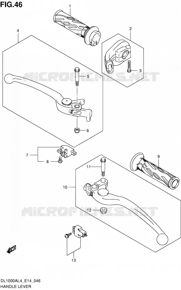 HANDGRIPS - LEVERS  Suzuki MOTO 1000 V-STROM 2014  DL1000A L4 (E14)
