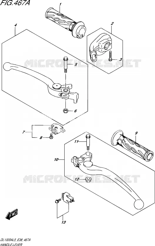HANDGRIPS - LEVERS  Suzuki MOTO 1000 V-STROM 2015  DL1000A L5 (E38)