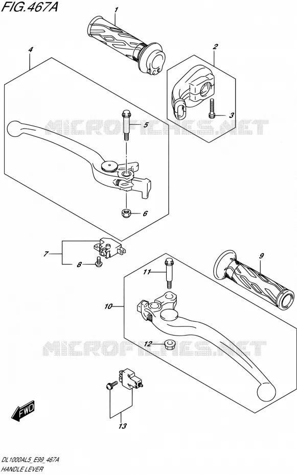 HANDGRIPS - LEVERS  Suzuki MOTO 1000 V-STROM 2015  DL1000A L5 (E99)