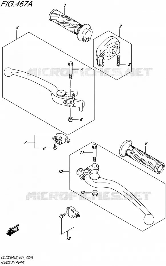HANDGRIPS - LEVERS  Suzuki MOTO 1000 V-STROM 2016  DL1000A L6 (E21)