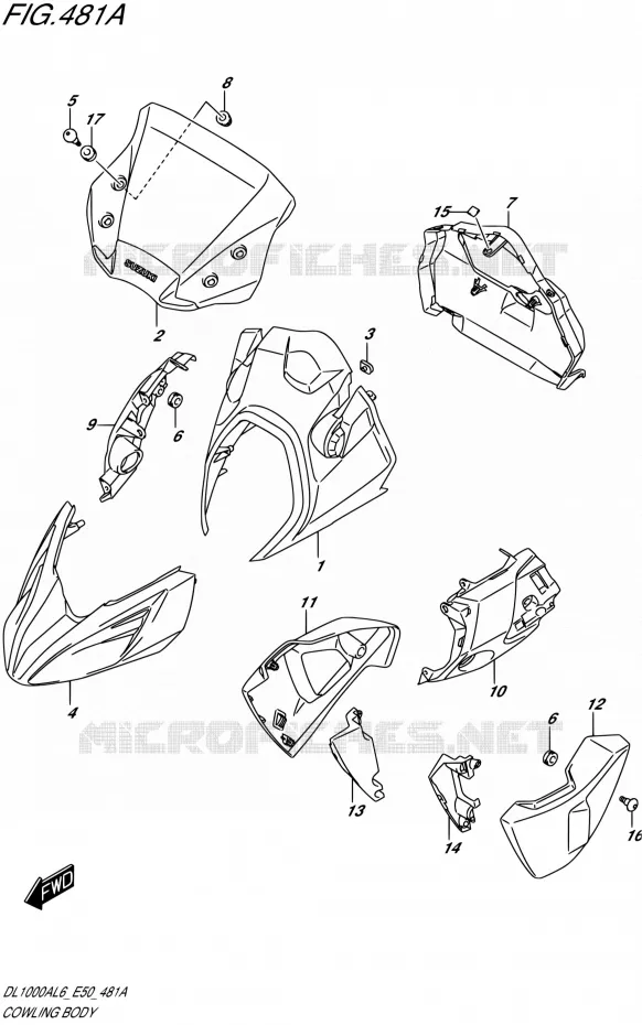 FAIRING - LABELS Suzuki MOTO 1000 V-STROM 2016  DL1000A L6 (E50)