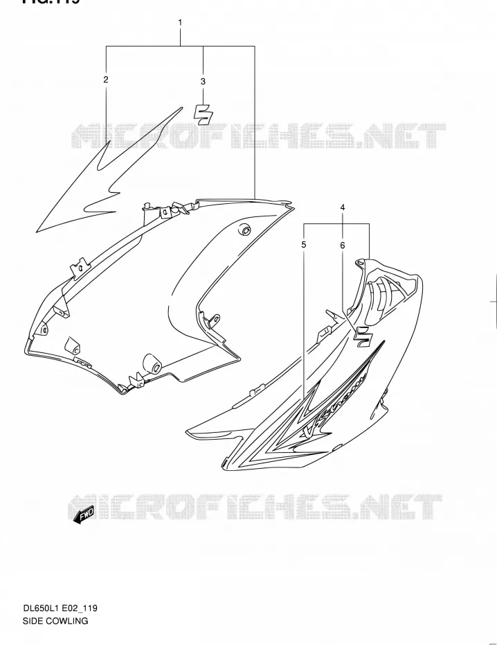 SIDE FAIRING Suzuki MOTO 650 V-STROM 2011  DL650A L1 (E02,E19,E24)