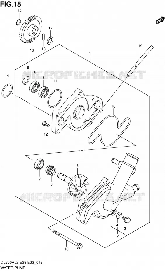 WATER PUMP Suzuki MOTO 650 V-STROM 2012  DL650A L2 (E03,E28,E33)