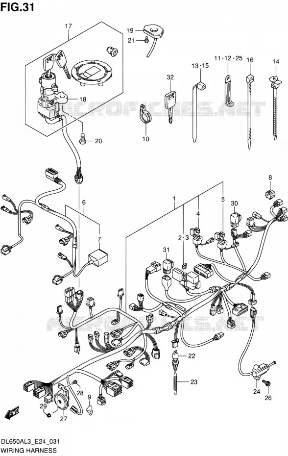 WIRING HARNESS Suzuki MOTO 650 V-STROM 2013  DL650A L3 (E24)