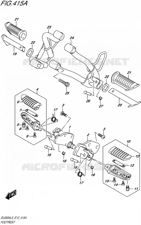 FOOTREST Suzuki MOTO 650 V-STROM 2015  DL650A L5 (E12)