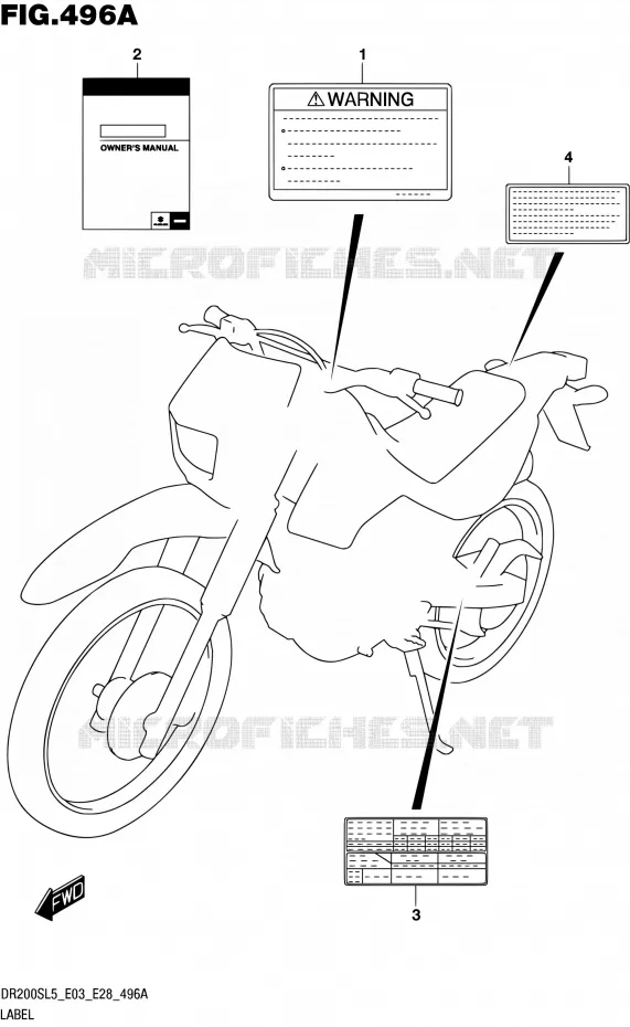 LABEL (DR200SL5 E03) Suzuki MOTO 200 DR 2015  DR200S L5 (E03,E28,E33)