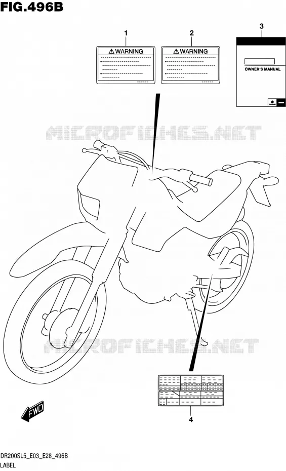 LABEL (DR200SL5 E28) Suzuki MOTO 200 DR 2015  DR200S L5 (E03,E28,E33)