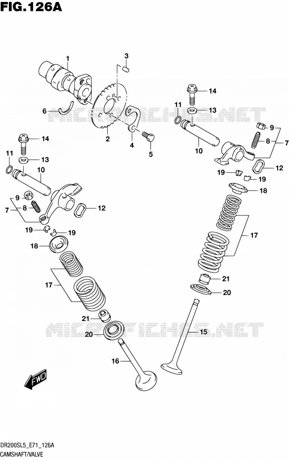 CAMSHAFT - VALVES Suzuki MOTO 200 DR 2015  DR200S L5 (E71)
