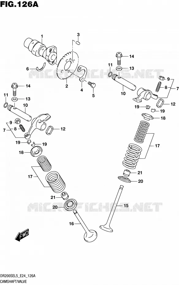 CAMSHAFT - VALVES Suzuki MOTO 200 DR 2015  DR200SE L5 (E24)