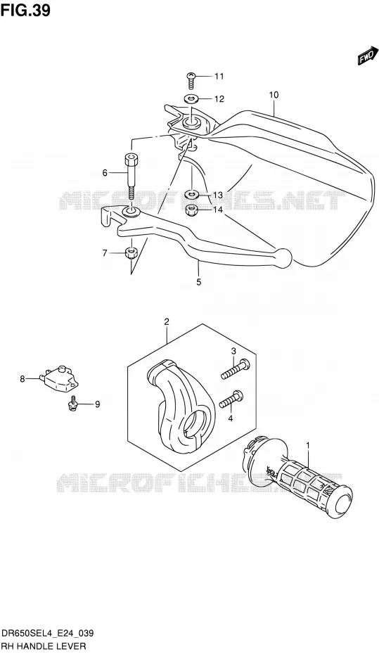 RIGHT HANDGRIPS - LEVERS  Suzuki MOTO 650 DR 2014  DR650SE L4 (E24)