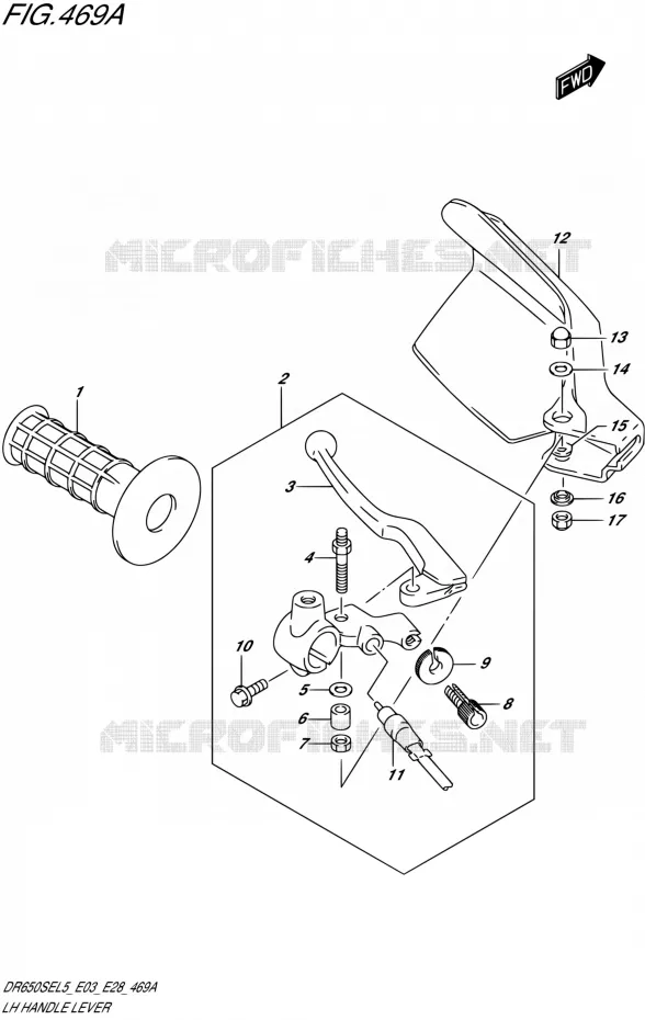 LEFT LEVER - HANDGRIP Suzuki MOTO 650 DR 2015  DR650SE L5 (E03,E28,E33)