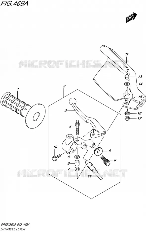 LEFT LEVER - HANDGRIP Suzuki MOTO 650 DR 2015  DR650SE L5 (E43)
