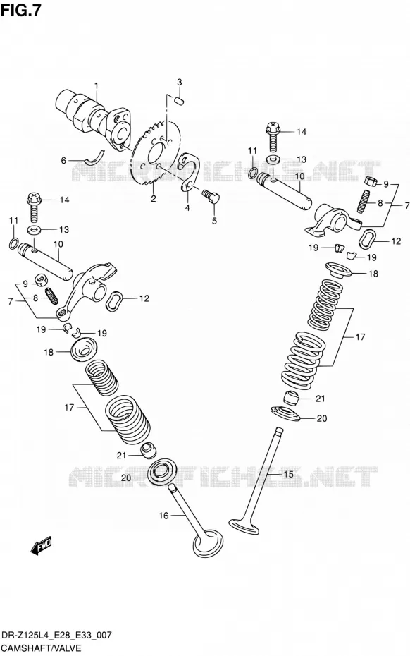 CAMSHAFT - VALVES Suzuki MOTO 125 DR-Z 2014  DR-Z125 L4