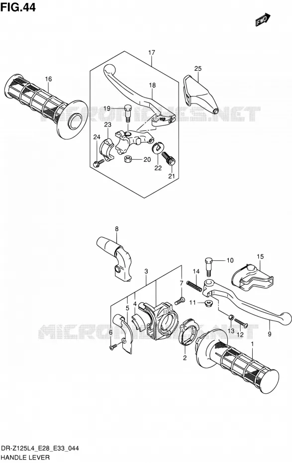 HANDGRIPS - LEVERS  (DR-Z125LL4 E33) Suzuki MOTO 125 DR-Z 2014  DR-Z125 L4