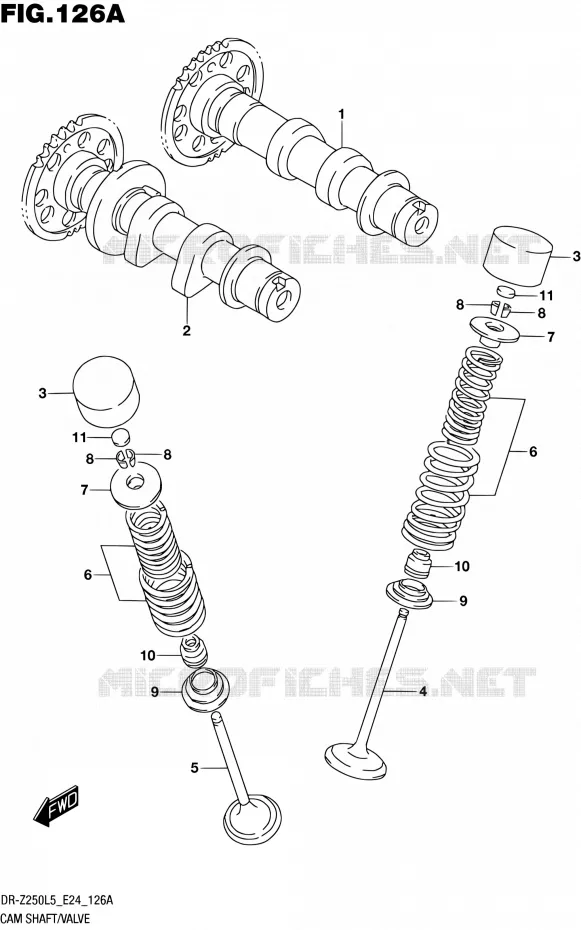 CAMSHAFT - VALVES Suzuki MOTO 250 DR-Z 2015  DR-Z250 L5 (E24)