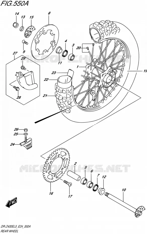 REAR WHEEL Suzuki MOTO 400 DR-Z 2015  DR-Z400E L5 (E24)
