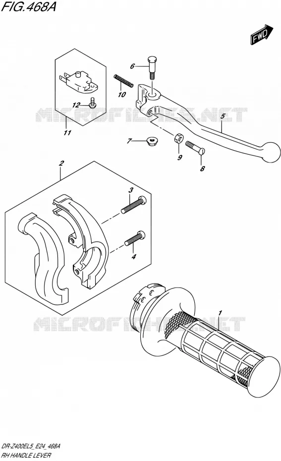 RIGHT HANDGRIPS - LEVERS  Suzuki MOTO 400 DR-Z 2015  DR-Z400E L5 (E24)