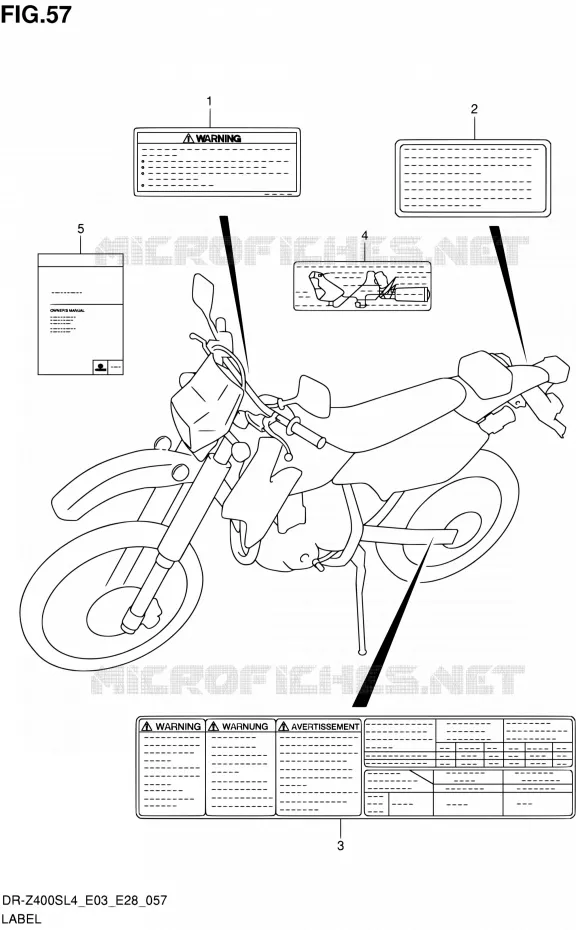 LABEL (DR-Z400SL4 E33) Suzuki MOTO 400 DR-Z 2014  DR-Z400S L4 (E03,E28,E33)
