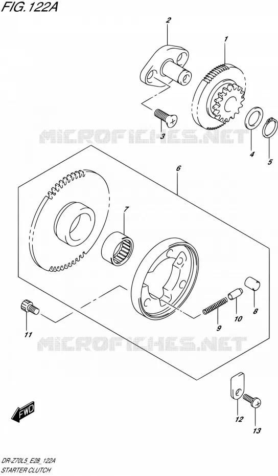 STARTER MOTOR CLUTCH Suzuki MOTO 70 DR-Z 2015  DR-Z70 L5 (E03,E28,E33)
