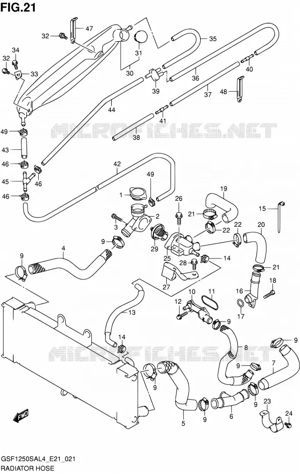 RADIATOR HOSE Suzuki MOTO 1250 BANDIT 2014  GSF1250SA L4 (E21)