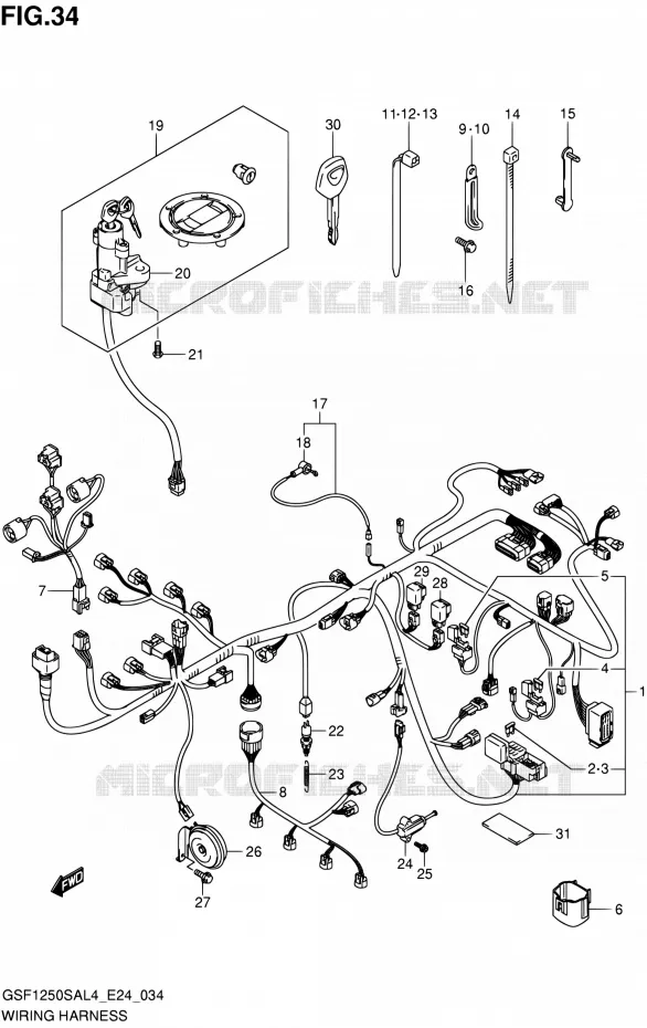 WIRING HARNESS Suzuki MOTO 1250 BANDIT 2014  GSF1250SA L4 (E24)