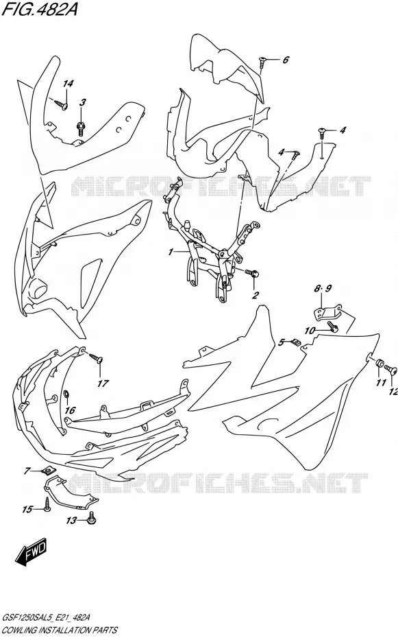 FAIRING INSTALLATION PARTS Suzuki MOTO 1250 BANDIT 2015  GSF1250SA L5 (E21)