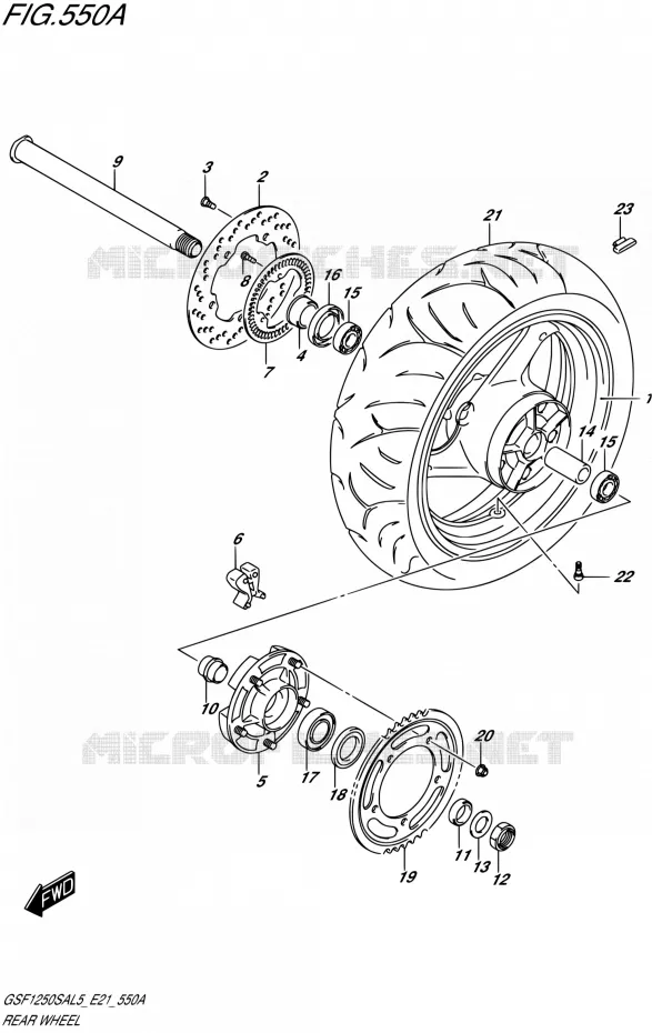 REAR WHEEL Suzuki MOTO 1250 BANDIT 2015  GSF1250SA L5 (E21)
