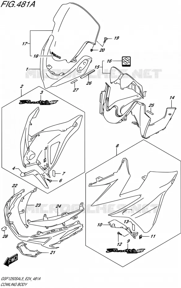 FAIRING - LABELS Suzuki MOTO 1250 BANDIT 2015  GSF1250SA L5 (E24)