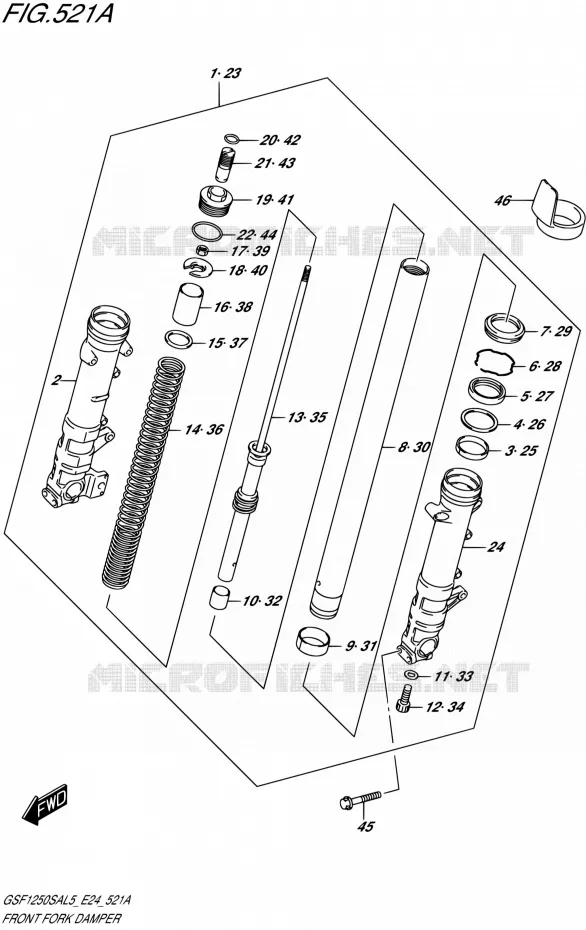 FRONT FORK Suzuki MOTO 1250 BANDIT 2015  GSF1250SA L5 (E24)