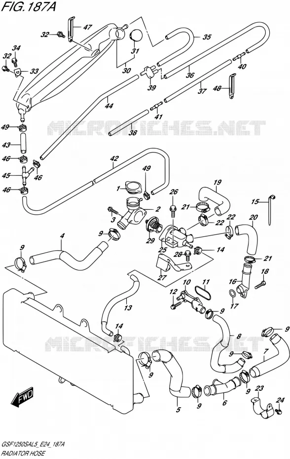 RADIATOR HOSE Suzuki MOTO 1250 BANDIT 2015  GSF1250SA L5 (E24)
