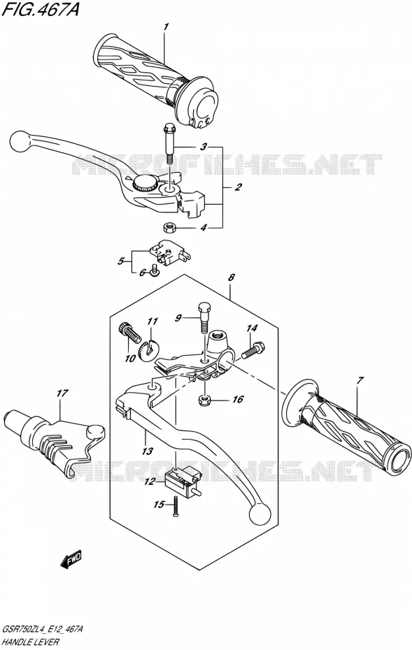 HANDGRIPS - LEVERS  Suzuki MOTO 750 GSR 2014  GSR750Z L4 (E12)