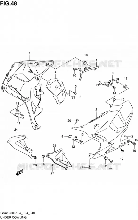 LOWER FAIRING Suzuki MOTO 1250 GSX-F 2014  GSX1250FA L4 (E24)