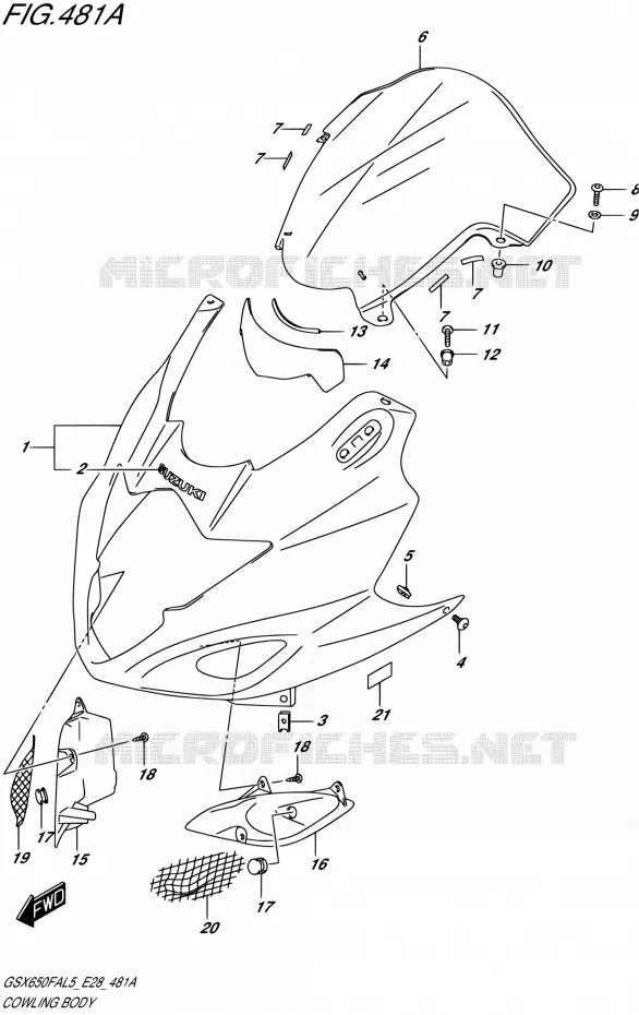 FAIRING - LABELS Suzuki MOTO 650 GSX-F 2015  GSX650FA L5