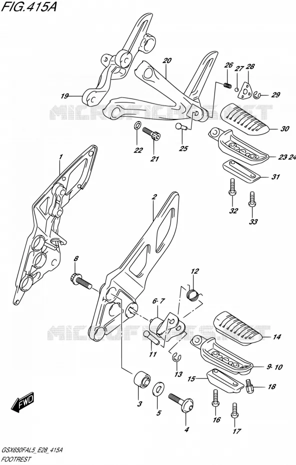 FOOTREST Suzuki MOTO 650 GSX-F 2015  GSX650FA L5