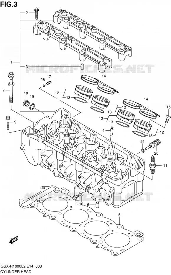 CYLINDER HEAD Suzuki MOTO 1000 GSX-R 2012  GSX-R1000 L2 (E14)