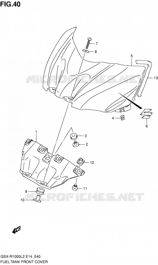 FUEL TANK FRONT COVER Suzuki MOTO 1000 GSX-R 2012  GSX-R1000 L2 (E14)