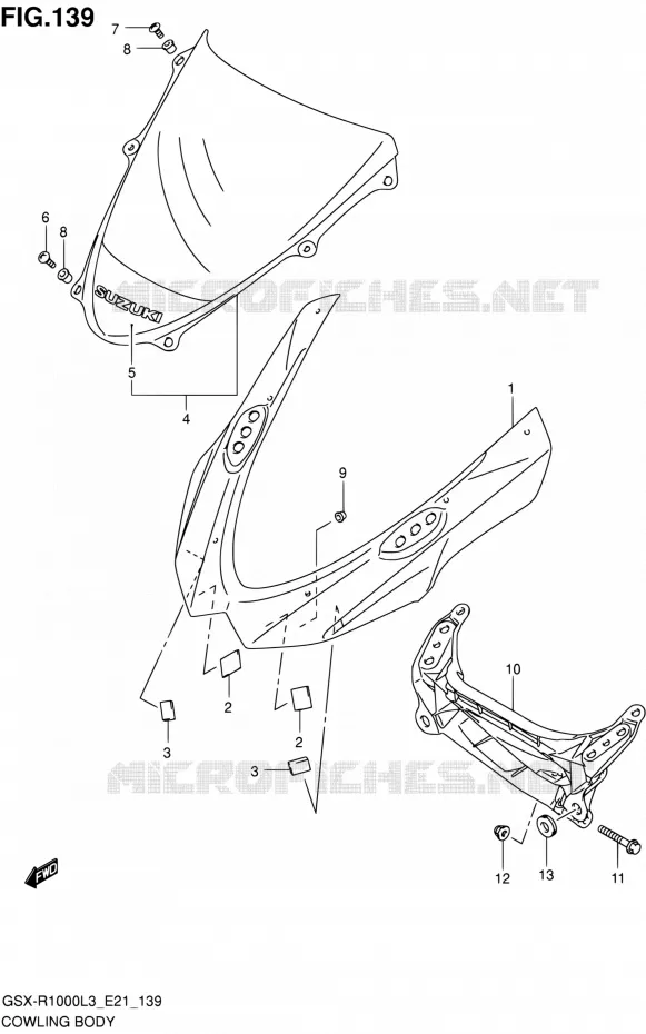 FAIRING - LABELS (GSX-R1000ZUFL3 E21) Suzuki MOTO 1000 GSX-R 2013  GSX-R1000 L3/GSX-R1000Z L3 (E24)