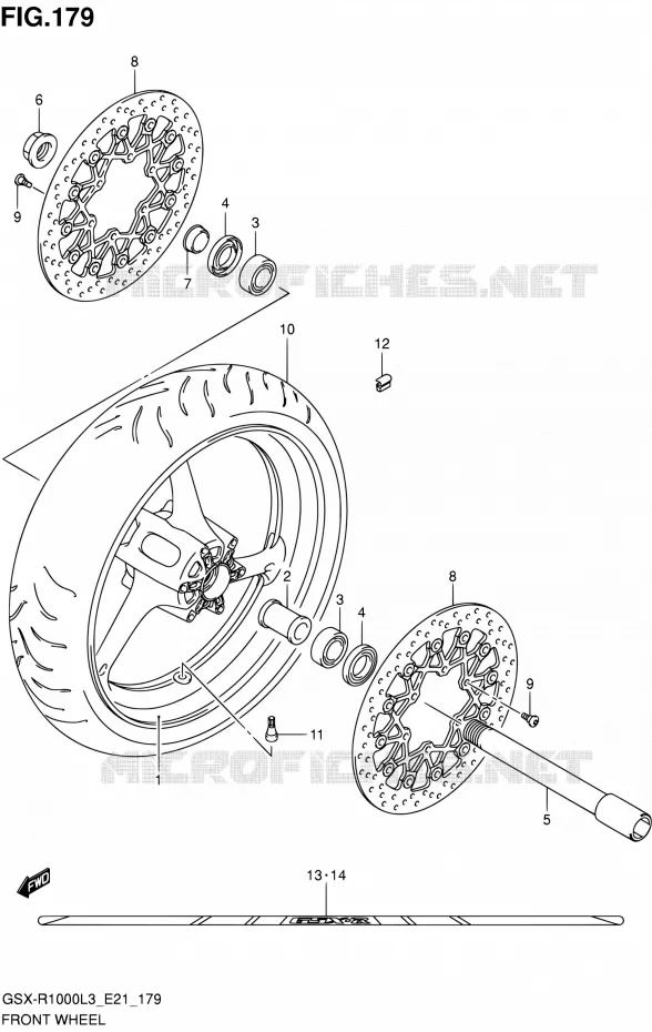 FRONT WHEEL (GSX-R1000ZL3 E21) Suzuki MOTO 1000 GSX-R 2013  GSX-R1000 L3/GSX-R1000Z L3 (E24)
