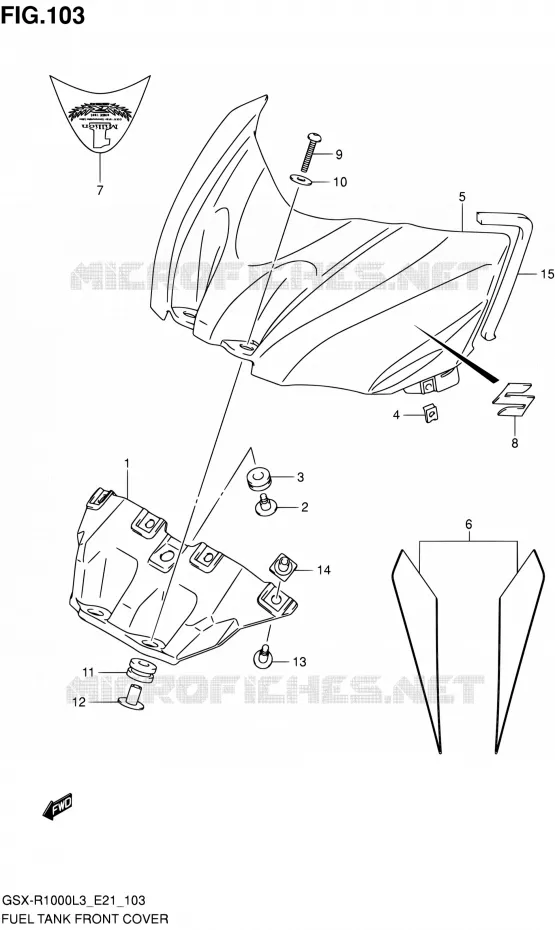 FUEL TANK FRONT COVER (GSX-R1000ZL3 E21) Suzuki MOTO 1000 GSX-R 2013  GSX-R1000 L3/GSX-R1000Z L3 (E24)