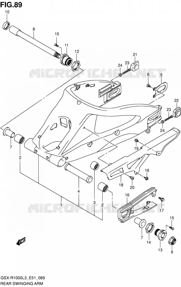 SWINGARM (GSX-R1000ZL3 E51) Suzuki MOTO 1000 GSX-R 2013  GSX-R1000 L3/GSX-R1000Z L3 (E51)