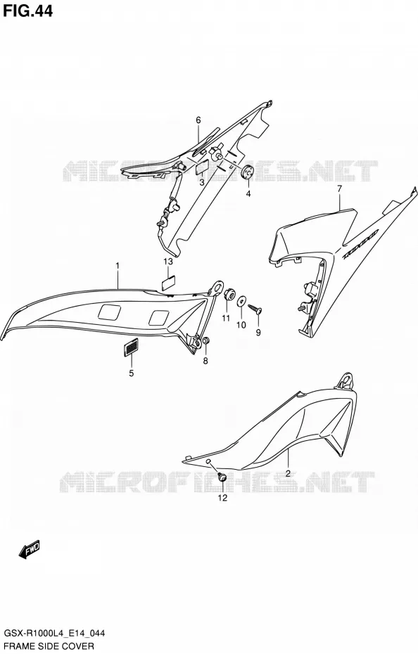 FRAME SIDE COVER Suzuki MOTO 1000 GSX-R 2014  GSX-R1000 L4 (E14)
