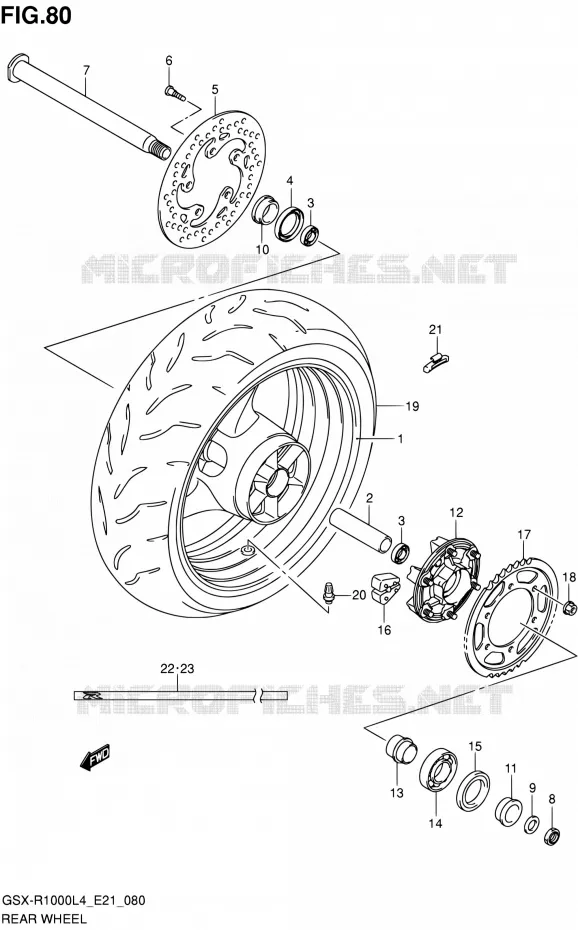 REAR WHEEL Suzuki MOTO 1000 GSX-R 2015  GSX-R1000 L4 (E21)
