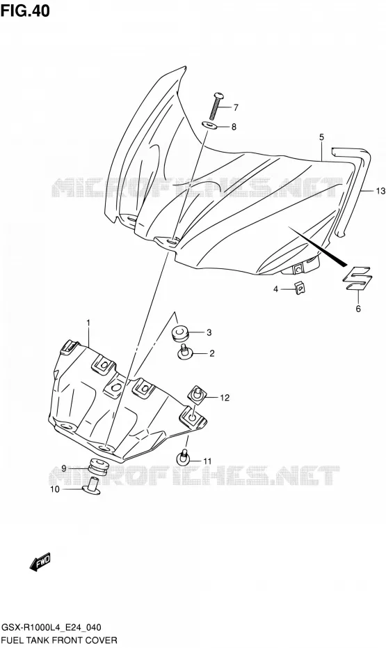 FUEL TANK FRONT COVER Suzuki MOTO 1000 GSX-R 2014  GSX-R1000 L4 (E24)