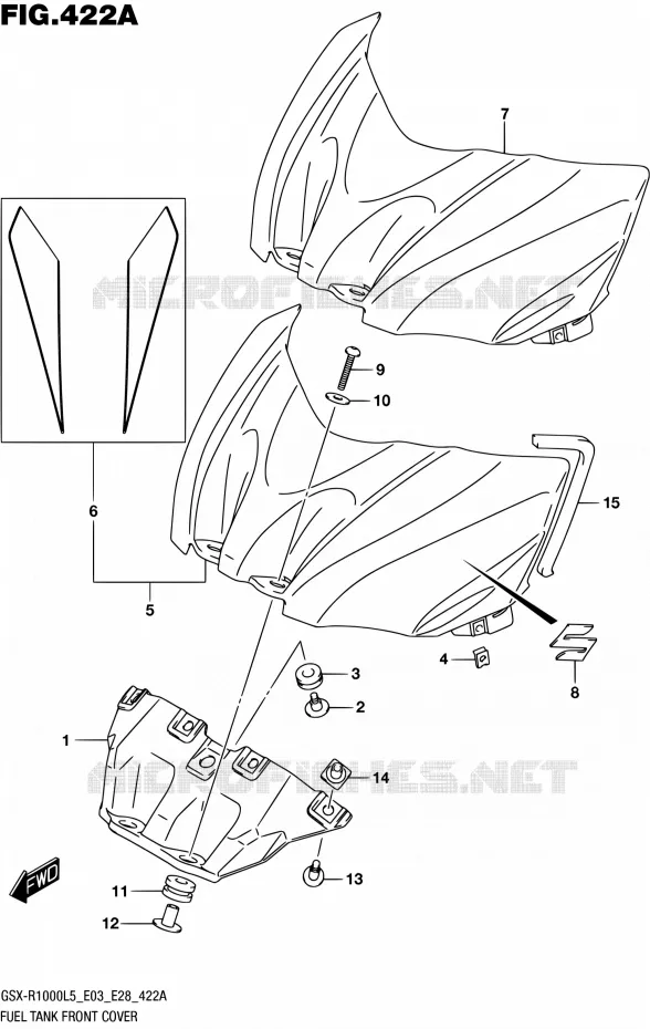 FUEL TANK FRONT COVER Suzuki MOTO 1000 GSX-R 2015  GSX-R1000 L5 (E03,E28,E33)
