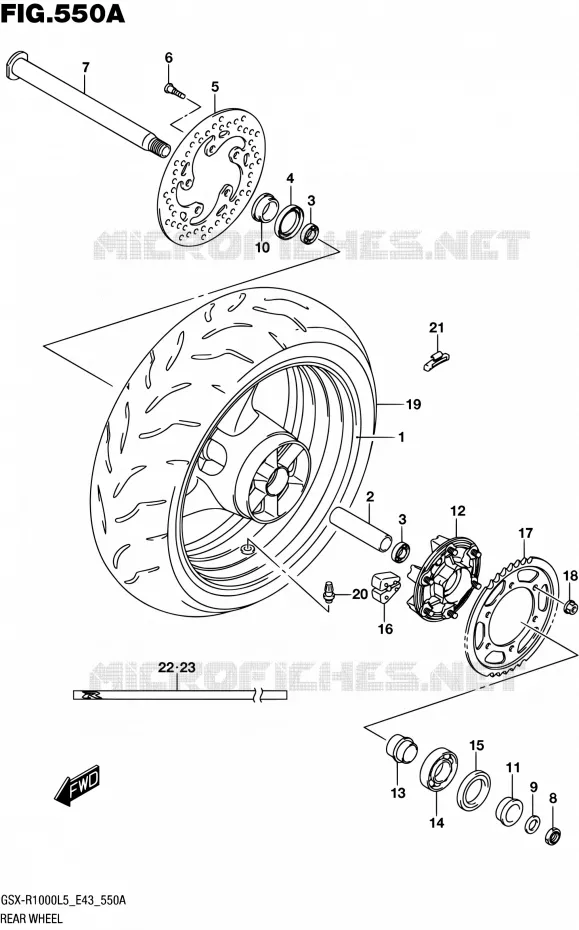 REAR WHEEL Suzuki MOTO 1000 GSX-R 2015  GSX-R1000 L5 (E43)