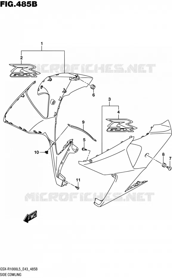 SIDE FAIRING (ARB,AR4) Suzuki MOTO 1000 GSX-R 2015  GSX-R1000 L5 (E43)