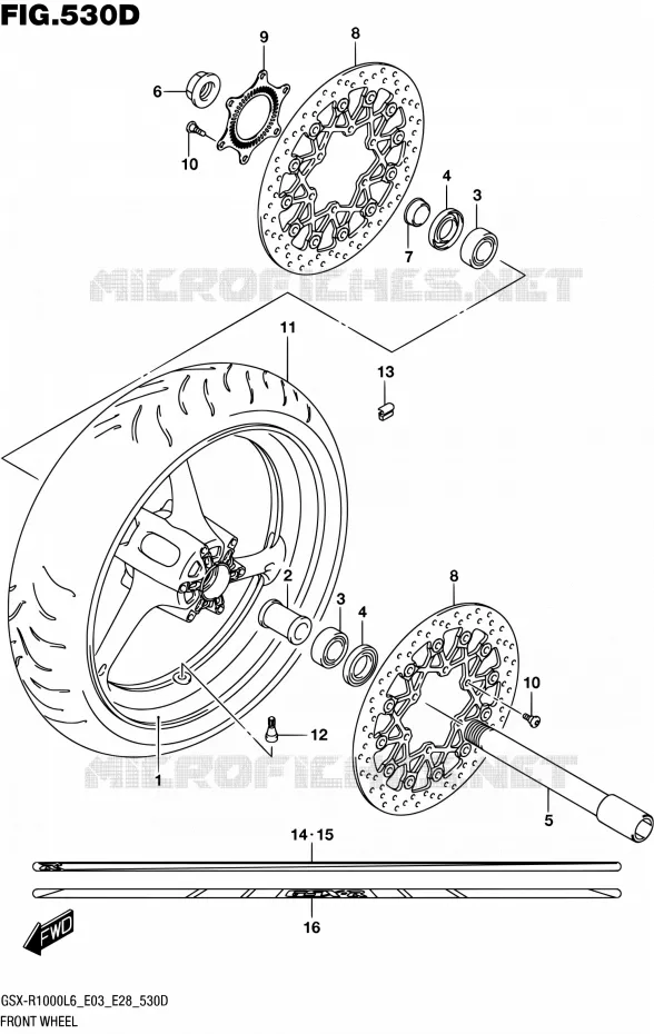 FRONT WHEEL (GSX-R1000AL6 E28) Suzuki MOTO 1000 GSX-R 2016  GSX-R1000 L6 (E03,E28,E33)