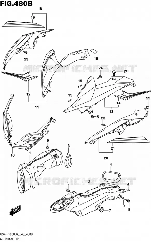 AIR INTAKE PIPE (AJP,JSP) Suzuki MOTO 1000 GSX-R 2016  GSX-R1000 L6 (E43)